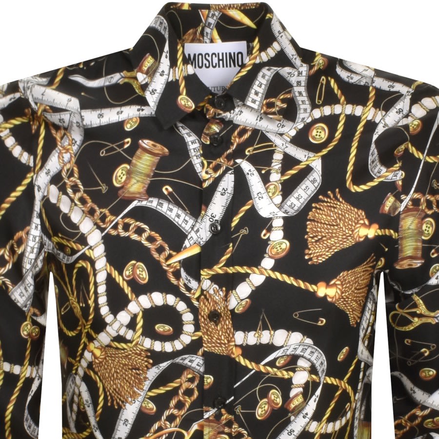 Moschino Long Sleeve Fantasy Print Shirt Black Mainline Menswear Denmark